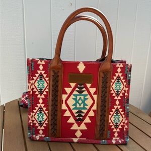 Tribal Pattern Red and Brown Handbag